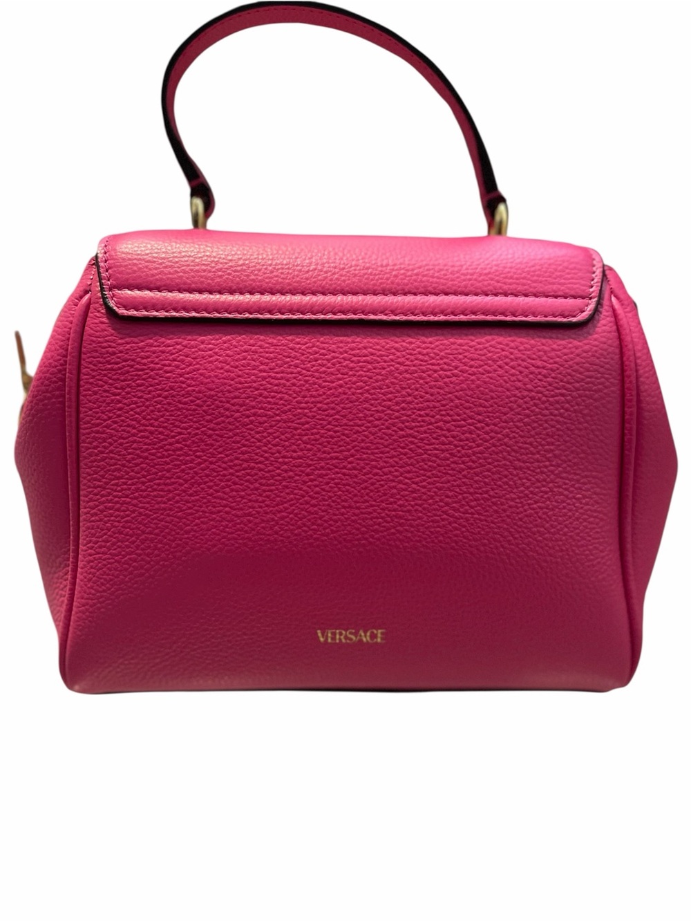 Versace Virtus Grainy Calf Small Pink Top-Handle Satchel with Gold Hardware - Picture 3 of 13